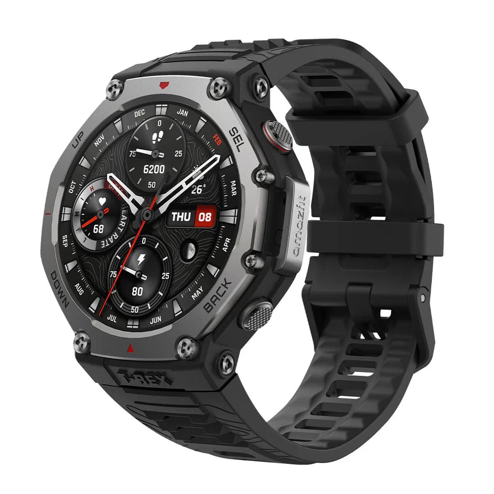 Amazfit T-Rex 3 Rugged GPS Smart Watch (Lava, Gray & Onyx), Military-Grade Outdoor Smartwatch with AMOLED Display, Dual-Band GPS, Bluetooth Calling, 170+ Sports Modes & Advanced Health Tracking